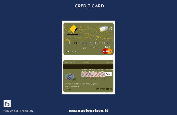 modello di carta principale della banca del Commonwealth australiano in stile ve